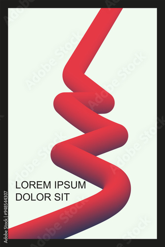 Abstract Red Helix Shape on a White Background with Placeholder Text - Poster Design