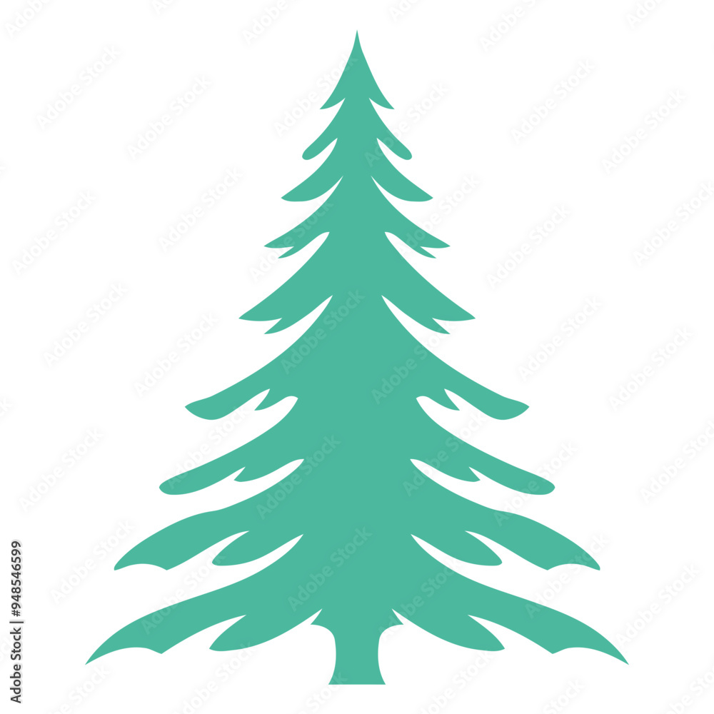 A green pine tree silhouette on a white background A green pine tree silhouette on a white background