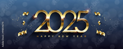 2025 Happy New Year Greeting Card Illustration