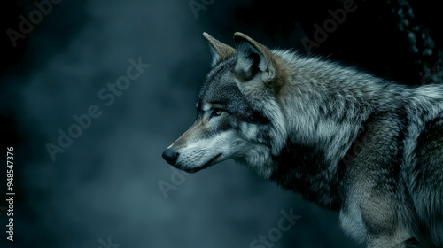 wolf in winter fog