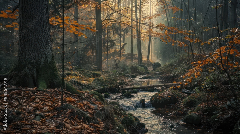 Obraz premium Enchanted Autumn Forest Stream