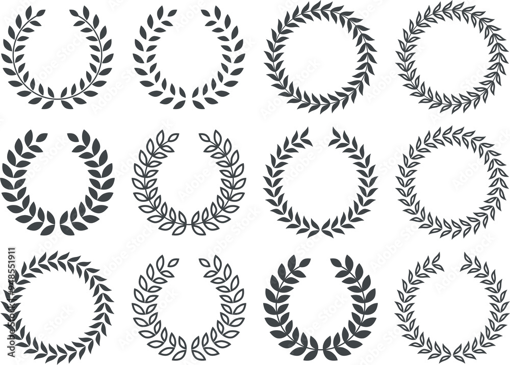 Laurel wreath icon set Laurel wreath icon set