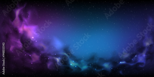 Sky galaxy cloud nebula stars dark night universe milky way cosmos vector background