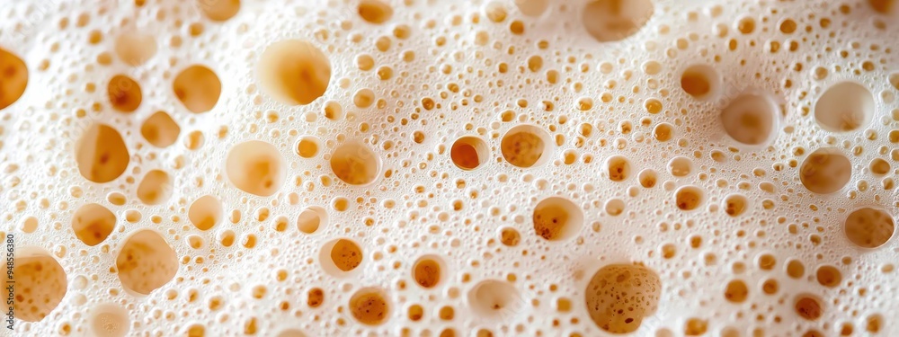 A close-up of a fermenting food product, such as bread dough or cheese, showing the microorganisms at work, with yeast cells or bacteria depicted as tiny artisans crafting the food A close-up of a fermenting food product, such as bread dough or cheese, showing the microorganisms at work, with yeast cells or bacteria depicted as tiny artisans crafting the food