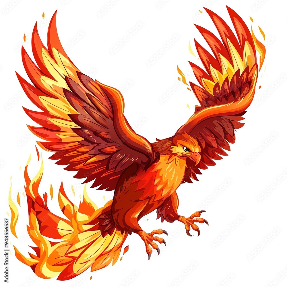 Obraz premium Falcon flame animal cartoon isolated whitebackground 16:9