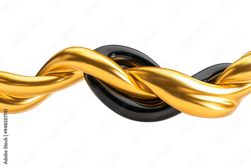 A gold and black wire is twisted together Isolated on white background. A gold and black wire is twisted together Isolated on white background.