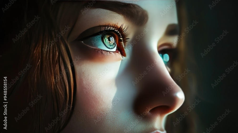 Fototapeta premium Close-up Portrait of a Woman's Eye and Nose