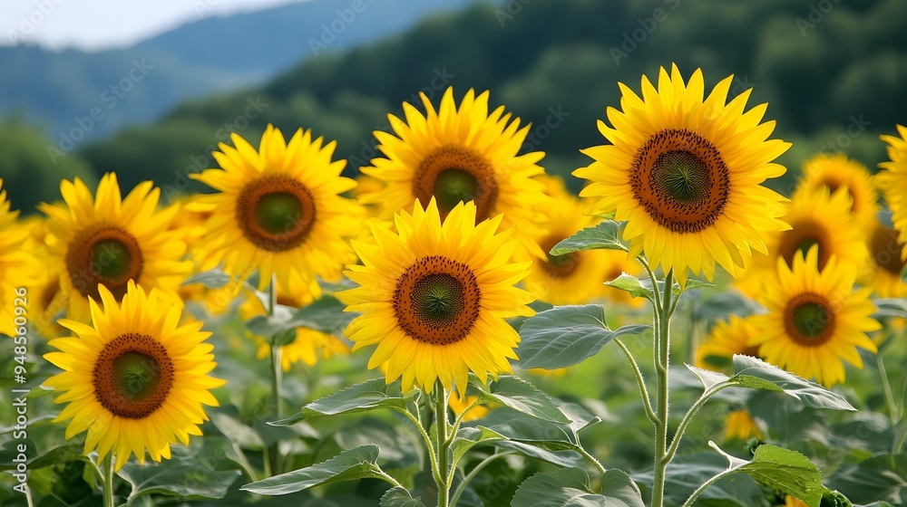200. **A field of vibrant sunflowers with tall stems and large yellow blooms. 200. **A field of vibrant sunflowers with tall stems and large yellow blooms.