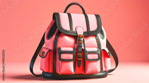 A school bag with a sleek, high-tech design, with a colorful, nostalgic feel.