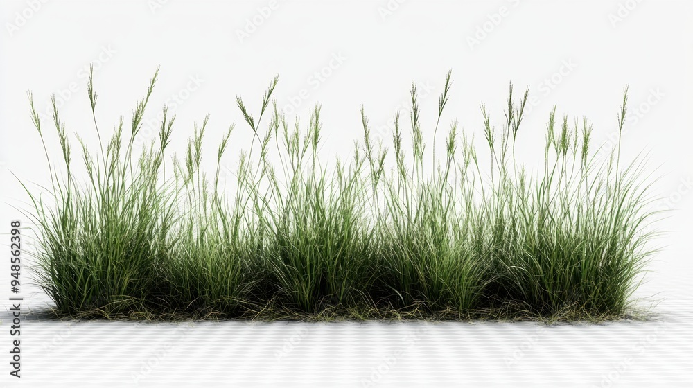 Fototapeta premium Lush fine hair grass flourishing in cool, moist climates, displayed on a transparent background for seamless integration into designs