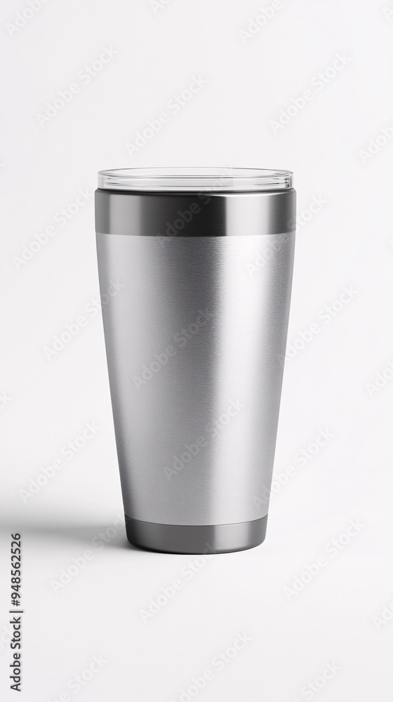 Insulated tumbler mockup with a brushed stainless steel finish sleek and industrial Insulated tumbler mockup with a brushed stainless steel finish sleek and industrial