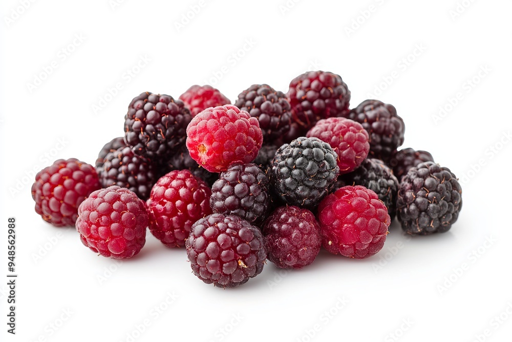 A bunch of wild berries isolated on a white background. Front view A bunch of wild berries isolated on a white background. Front view
