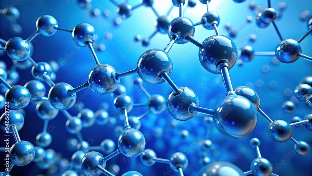 Hydrogen molecule models floating on a blue background , hydrogen, molecule, science, element, chemistry, atoms, research, model Hydrogen molecule models floating on a blue background , hydrogen, molecule, science, element, chemistry, atoms, research, model