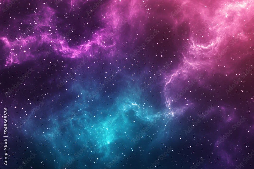 Naklejka premium Serene Mauve and Turquoise Gradient Galaxy on Dark Plum - Minimalistic Design for Chic Aesthetic