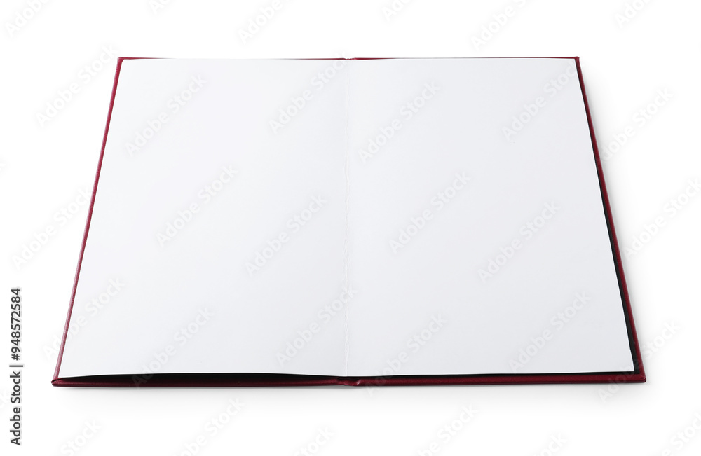 Open cover with empty sheets isolated on white. Mockup for design Open cover with empty sheets isolated on white. Mockup for design