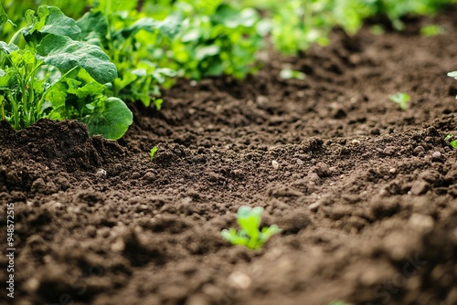 fertile soil close-up for sowing plants, details of agricultural soil to improve the quality of crop plants generative ai