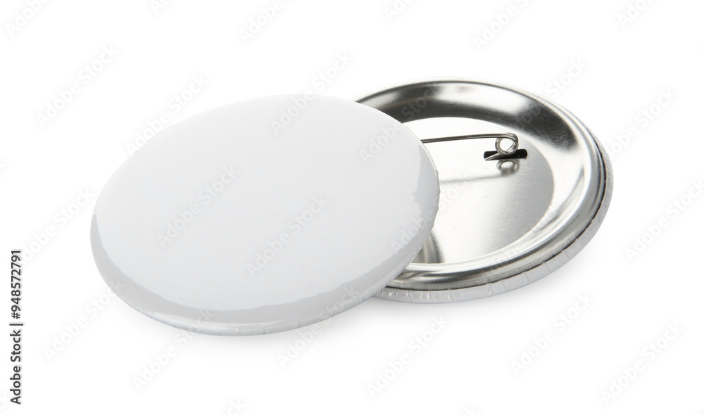 Two stylish button badges isolated on white