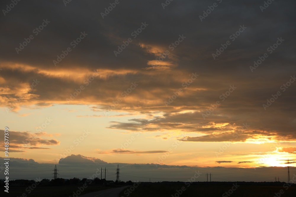 Picturesque view of sky with clouds on sunset Picturesque view of sky with clouds on sunset