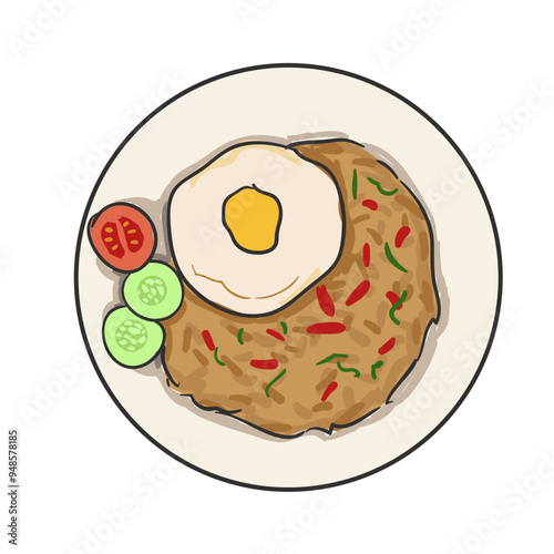 Hand Drawn Indonesian Food Nasi Goreng
