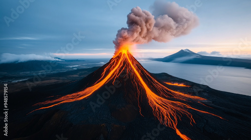 Erupting Volcano: A Fiery Dance at Dusk and Dawn