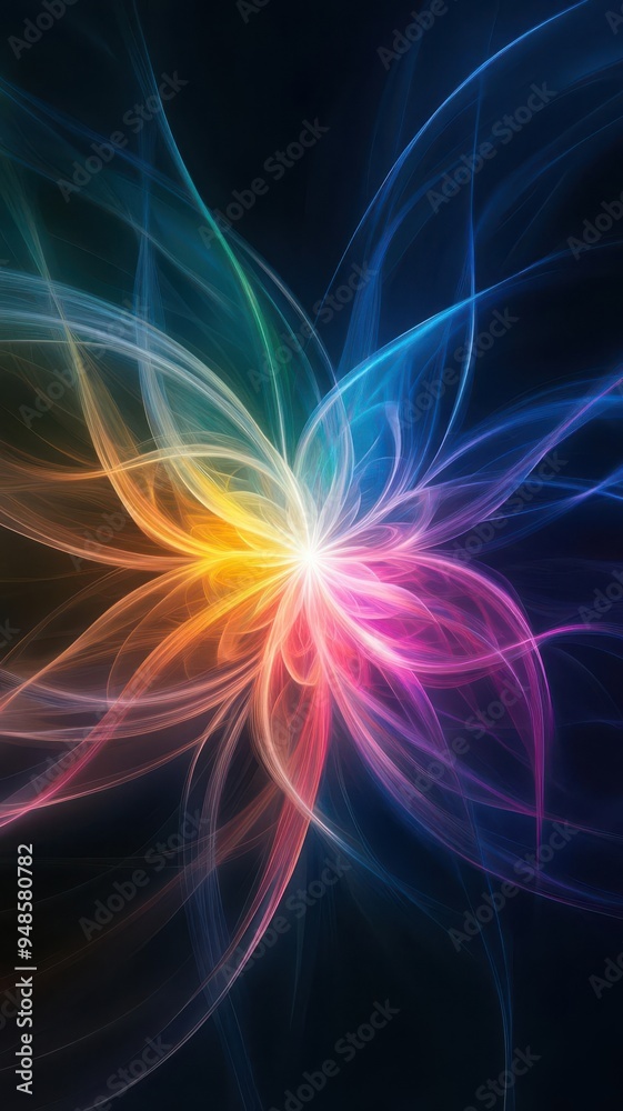 Create colorful energy lines radiating from a central point Create colorful energy lines radiating from a central point