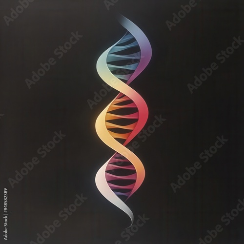 Depict colorful curves forming a double helix pattern