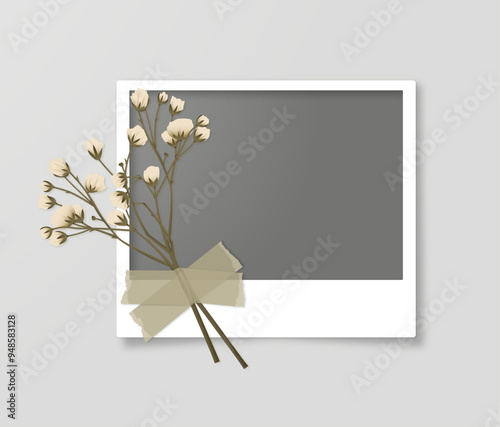 single vertical polaroids with babysbreath shadow