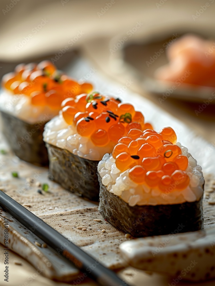 Close-up of Sushi with Salmon Roe Close-up of Sushi with Salmon Roe