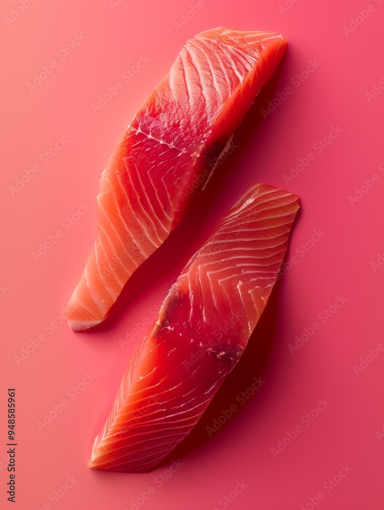 Fresh Salmon Fillet on Pink Background: A Culinary Delight Fresh Salmon Fillet on Pink Background: A Culinary Delight