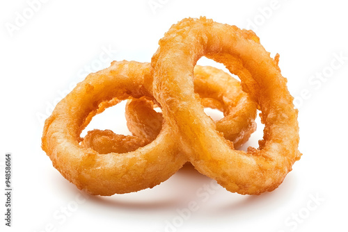 Fried onion rings isolated on white background