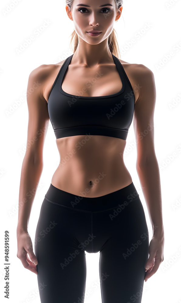 Closeup woman body. Fitness woman showing abs and flat belly isolated on white background Closeup woman body. Fitness woman showing abs and flat belly isolated on white background