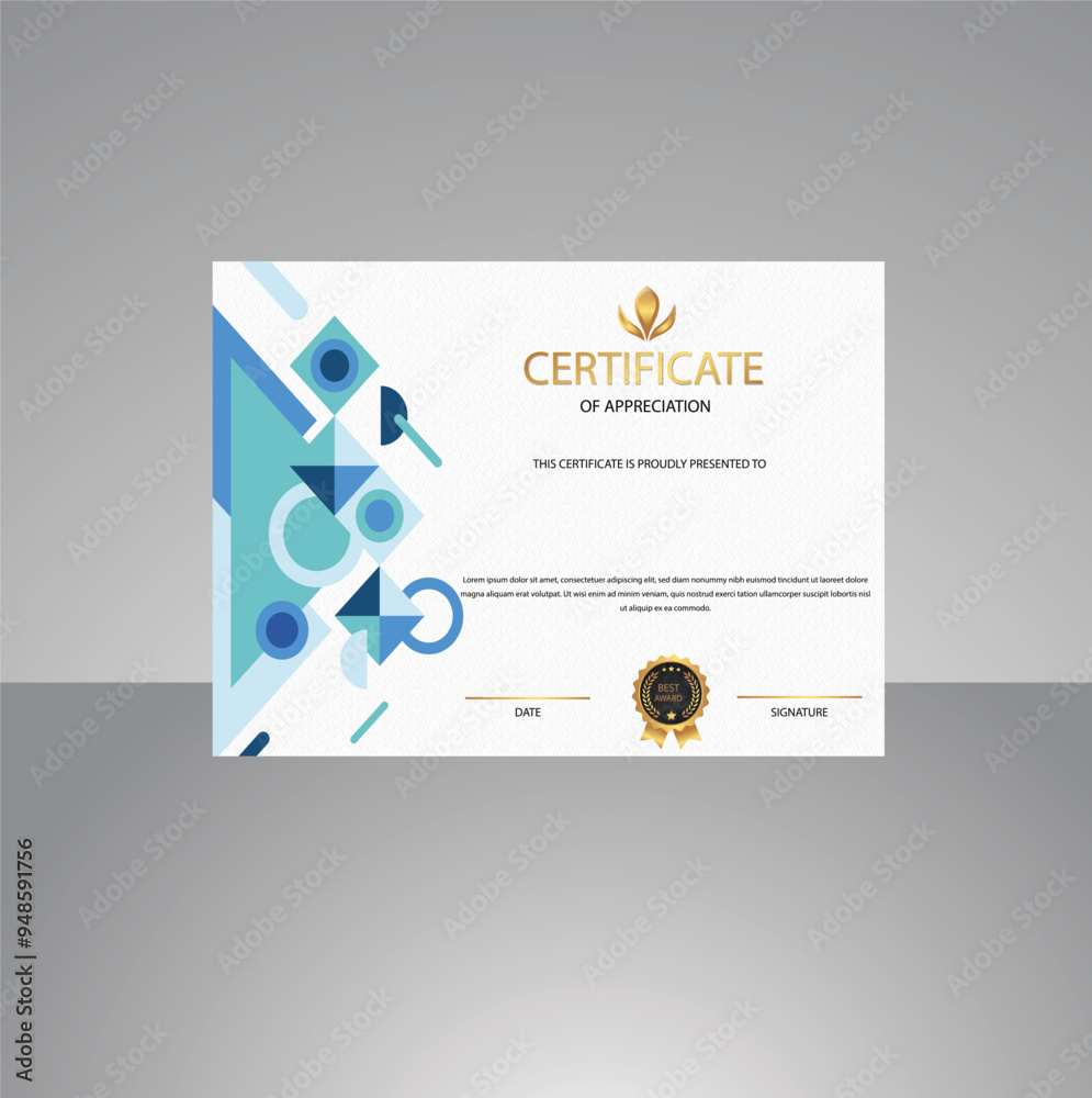 Naklejka premium Elegant certificate template vector with luxury and modern pattern background Vector 