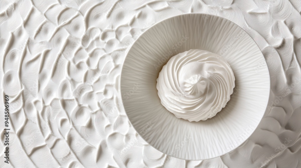 Obraz premium White Whipped Cream Swirl in Bowl.
