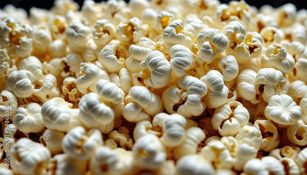 A slow-motion shot of a popcorn kernel popping, with the hull bursting open to reveal the fluffy popcorn inside, capturing the transformation and explosive energy, Generative AI A slow-motion shot of a popcorn kernel popping, with the hull bursting open to reveal the fluffy popcorn inside, capturing the transformation and explosive energy, Generative AI
