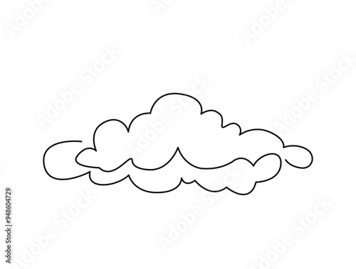 Continuous one line drawing of cumulus cloud. Cloud in the sky single line vector illustration.