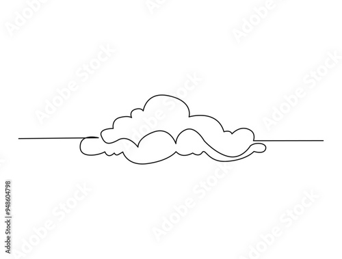 Continuous one line drawing of cumulus cloud. Cloud in the sky single line vector illustration.