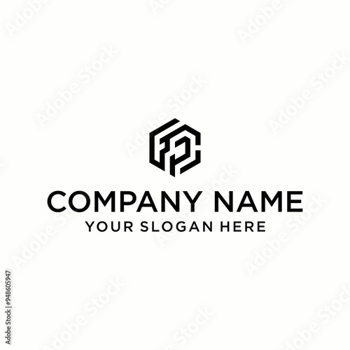 FPC letter logo in the form of hexagons and cube logos with letter designs for corporate identity