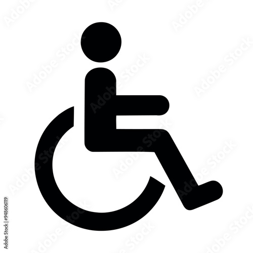 Disabled man in wheelchair icon. Accessibility, rehabilitation invalid person, people activities. vector illustration