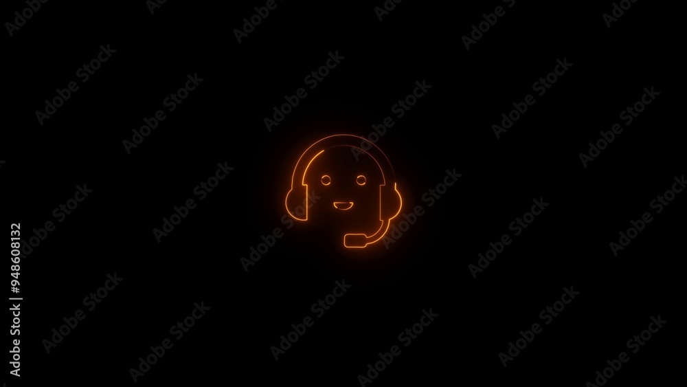 neon line Call center icon illustration neon line Call center icon illustration