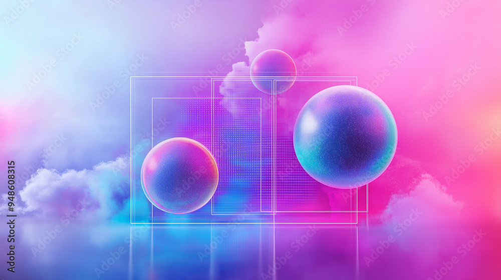 Ethereal Spheres in Neon Clouds Ethereal Spheres in Neon Clouds