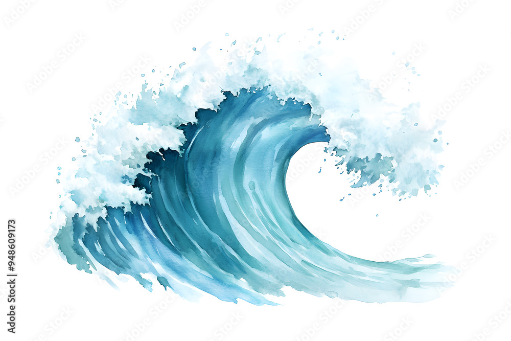 Sea ocean wave watercolor illustration isolated on white background Sea ocean wave watercolor illustration isolated on white background