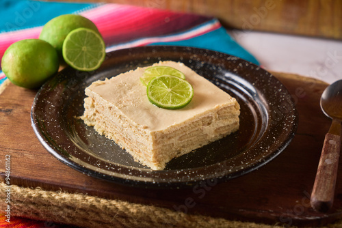 Homemade Carlota de Limon, typical mexican dessert, made with cookies and lemon. photo