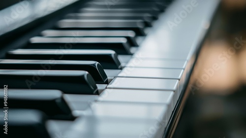 Close-up view of piano keys showcasing their elegant design, perfect for music-related themes and creative projects.