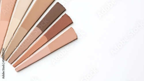 Muted earth tones color palette, serene natural hues, flat design swatch, isolated on white background photo