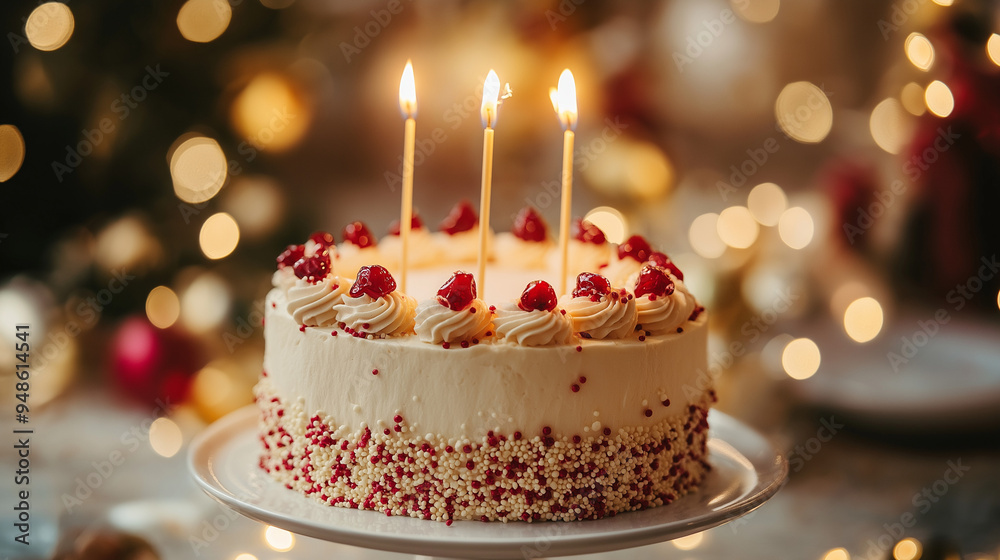 Torte mit Kerzen Ausschnitt unscharfe Blendflecken Generative AI Torte mit Kerzen Ausschnitt unscharfe Blendflecken Generative AI