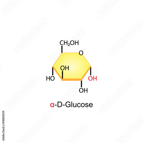 Alpha Glucose. Stereoisomers. Chemical structure. Chemistry. scientific vector illustration.