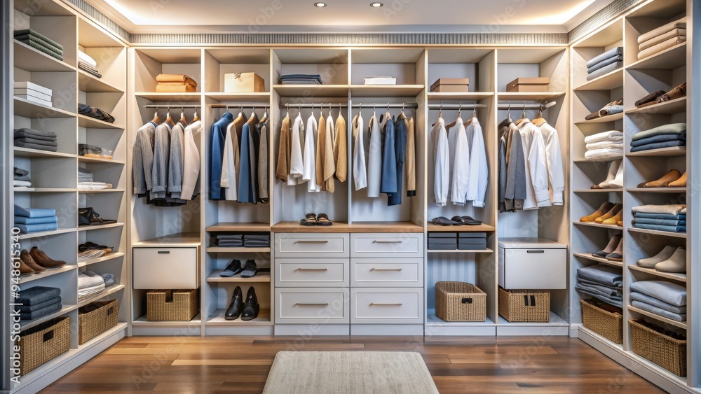 Well-organized closet with capsule wardrobe and storage system , Capsule wardrobe, organization, closet, tidy, neat, efficient Well-organized closet with capsule wardrobe and storage system , Capsule wardrobe, organization, closet, tidy, neat, efficient