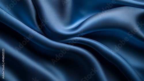 Lines in blue silk fabric, showcasing the smooth, flowing texture and subtle sheen of the material 