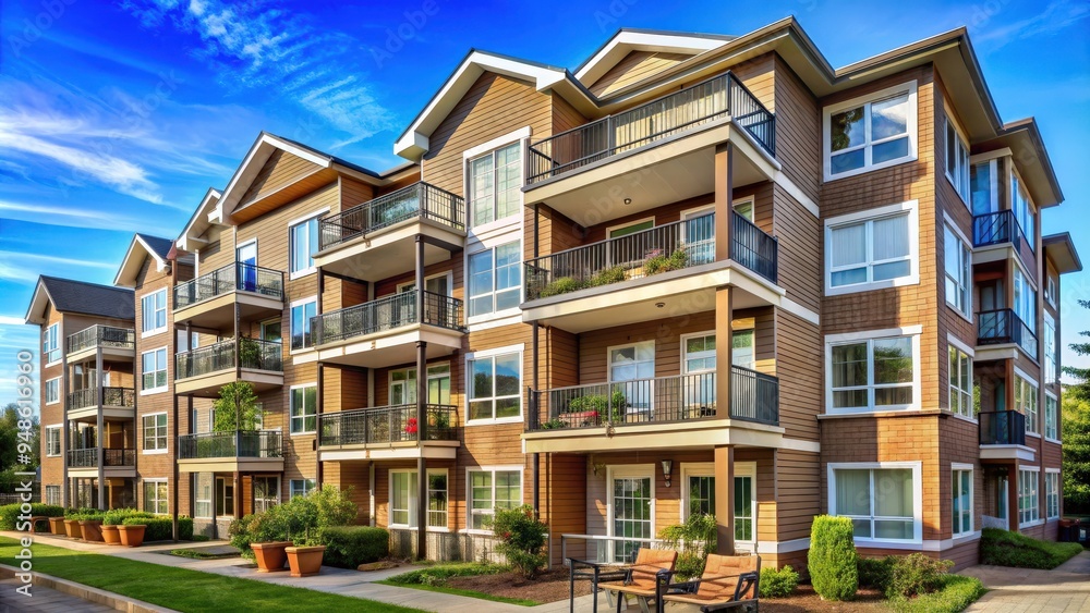 Mehrfamilienhaus with multiple floors and balconies , apartment building, residential, urban, architecture, housing, modern Mehrfamilienhaus with multiple floors and balconies , apartment building, residential, urban, architecture, housing, modern