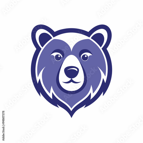 Minimalist Bear Logo Clean, Creative Icon on White Background, 2D Vector Art